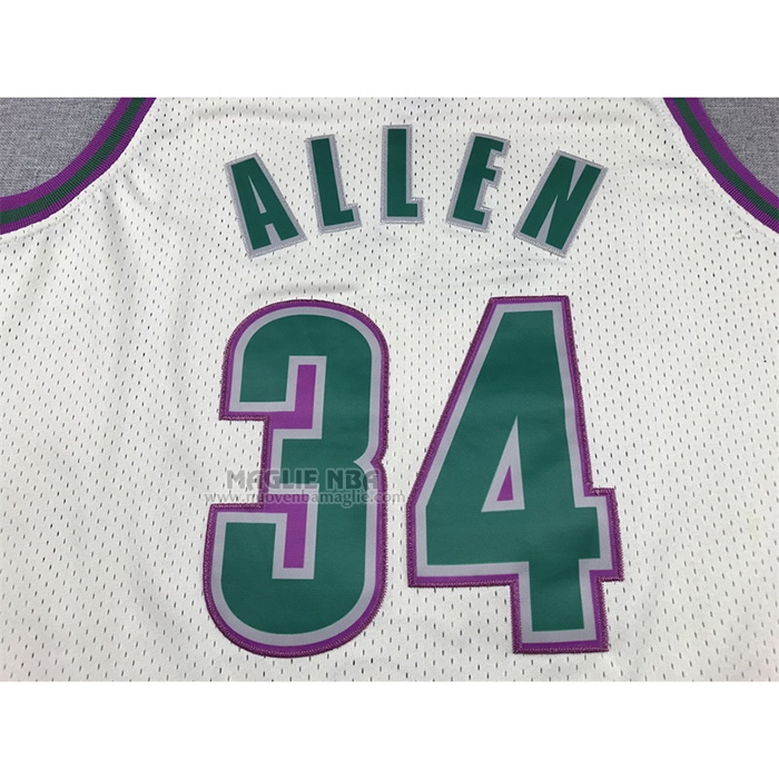 Maglia
 Ray Allen NO 34 Milwaukee Bucks Mitchell & Ness Chainstitch Crema

